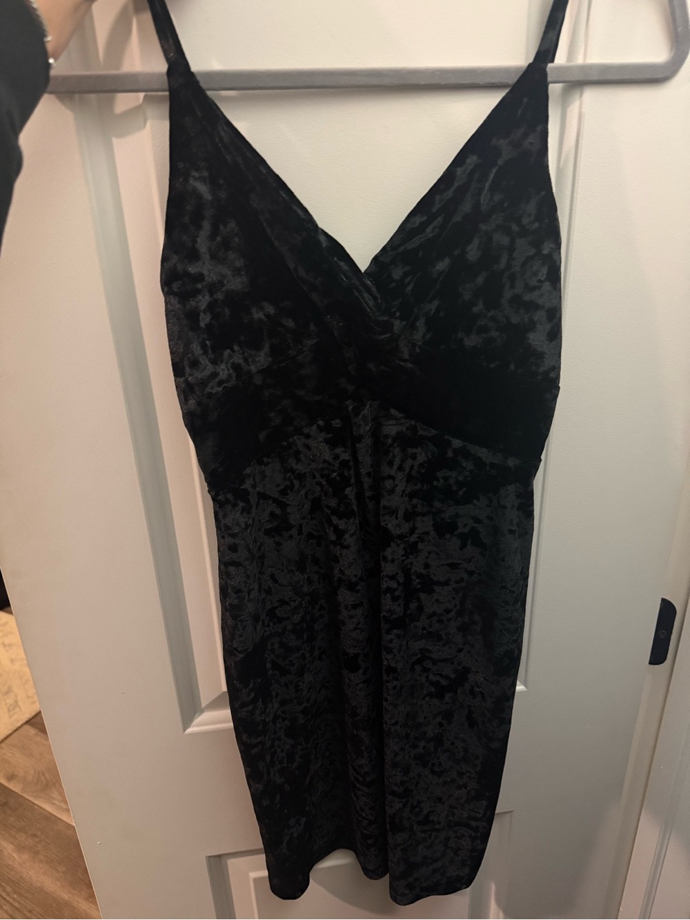 NWT Free People Black Crushed Velvet Slip Dress